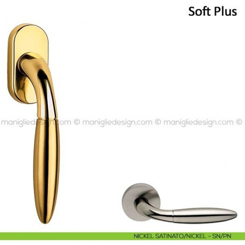 Maniglia per finestra martellina DK Soft Plus Frascio nickel satinato/nickel