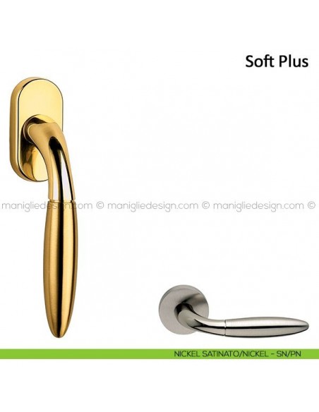 Maniglia per finestra martellina DK Soft Plus Frascio nickel satinato/nickel