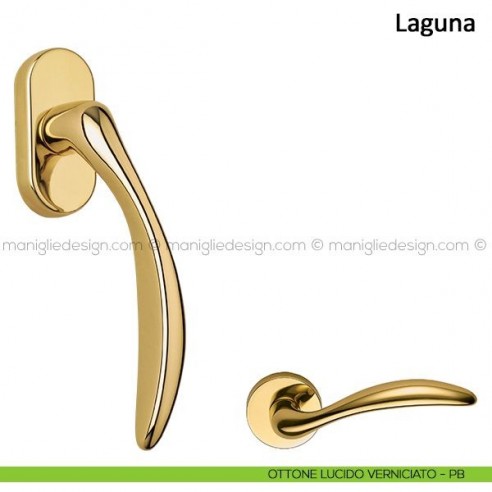 Maniglia per finestra martellina DK Laguna Frascio ottone lucido verniciato