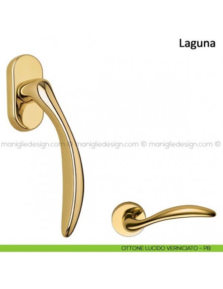 Maniglia per finestra martellina DK Laguna Frascio ottone lucido verniciato
