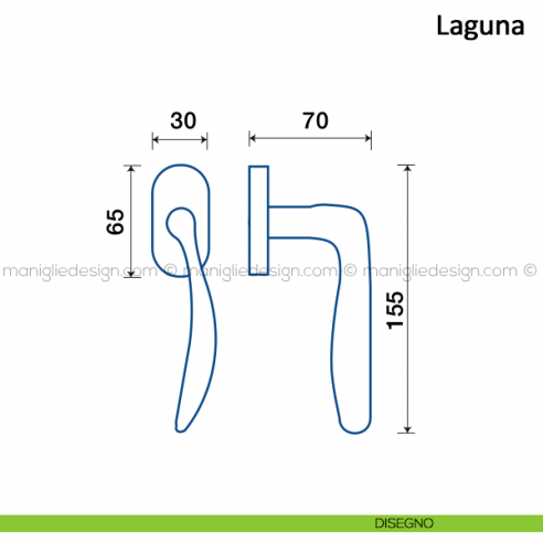 Maniglia per finestra martellina DK Laguna Frascio disegno