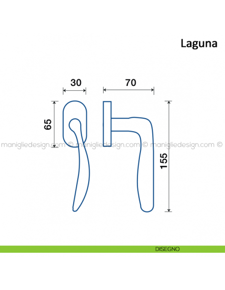 Maniglia per finestra martellina DK Laguna Frascio disegno