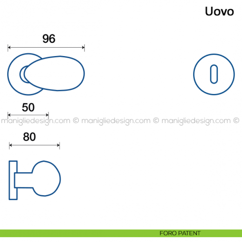 Maniglia per porta Uovo Frascio foro patent