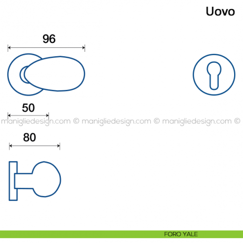 Maniglia per porta Uovo Frascio foro yale