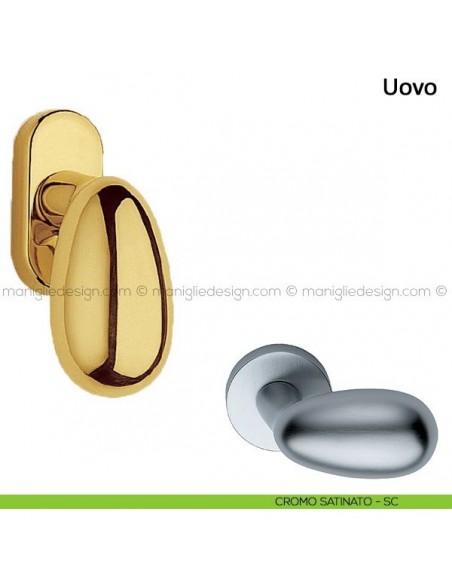 Maniglia per finestra martellina DK Uovo Frascio cromo satinato