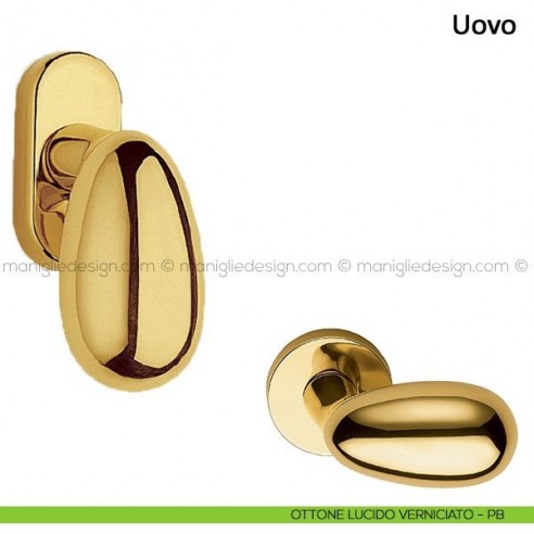 Maniglia per finestra martellina DK Uovo Frascio ottone lucido verniciato