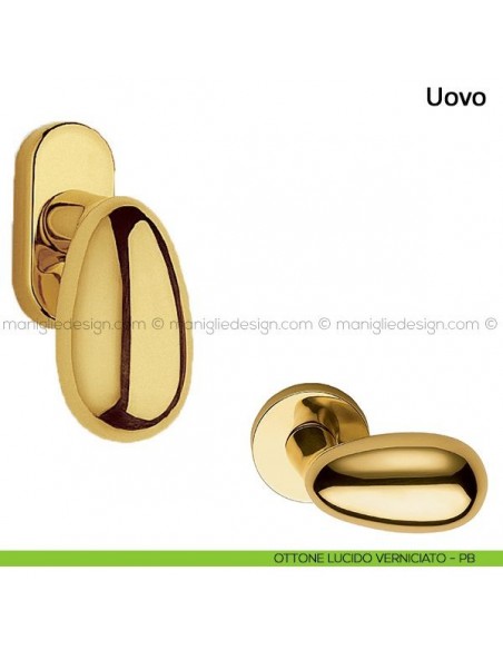 Maniglia per finestra martellina DK Uovo Frascio ottone lucido verniciato