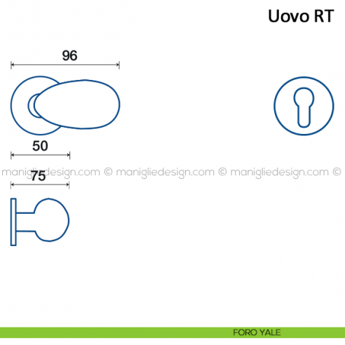 Maniglia per porta Uovo Frascio con rosetta bassa foro yale