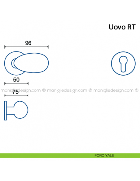 Maniglia per porta Uovo Frascio con rosetta bassa foro yale
