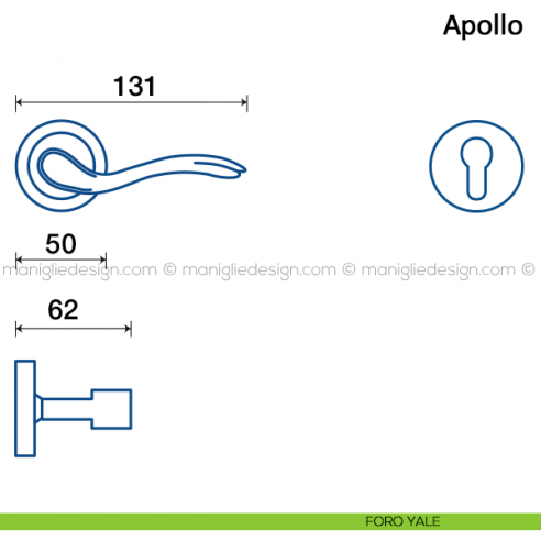 Maniglia per porta Apollo Frascio foro yale