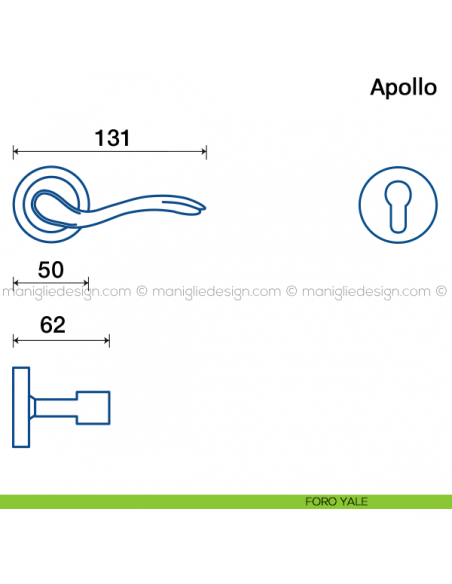 Maniglia per porta Apollo Frascio foro yale