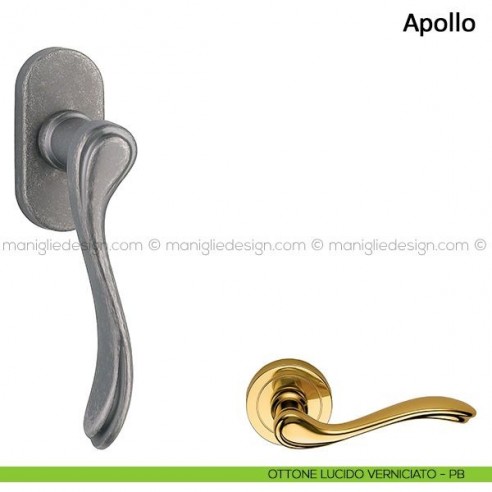 Maniglia per finestra martellina DK Apollo Frascio ottone lucido verniciato