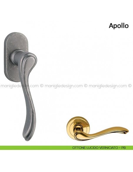 Maniglia per finestra martellina DK Apollo Frascio ottone lucido verniciato
