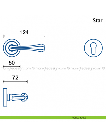 Maniglia per porta Star Frascio foro yale