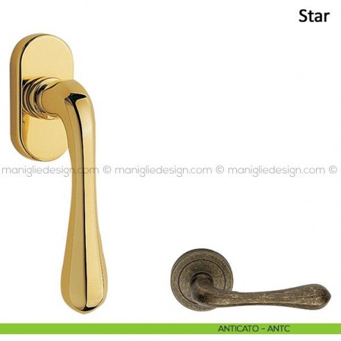 Maniglia per finestra martellina DK Star Frascio anticato