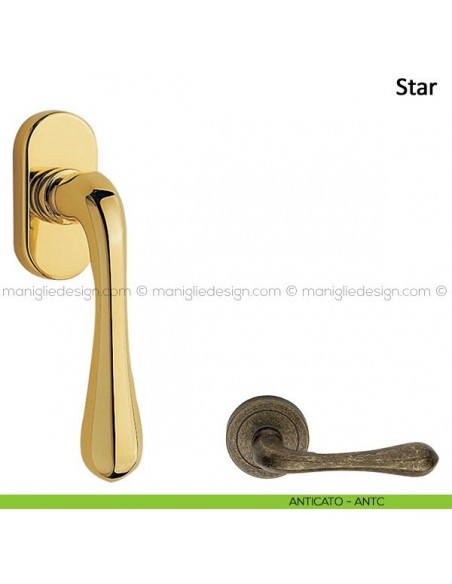 Maniglia per finestra martellina DK Star Frascio anticato