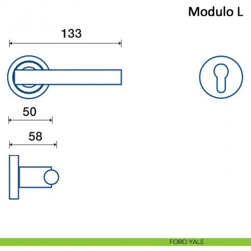 Maniglia per porta Modulo L Frascio foro yale
