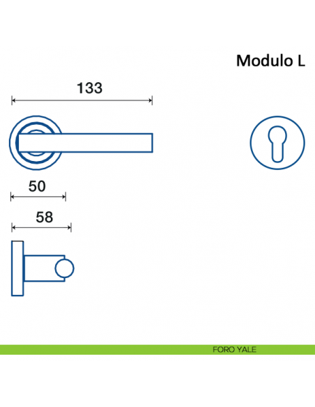 Maniglia per porta Modulo L Frascio foro yale