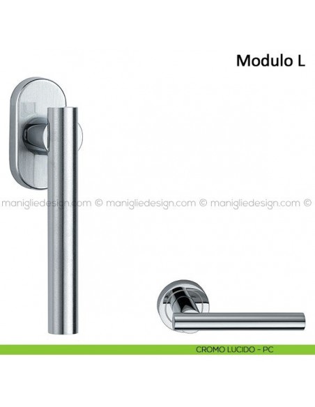 Maniglia per finestra martellina DK Modulo L Frascio cromo lucido