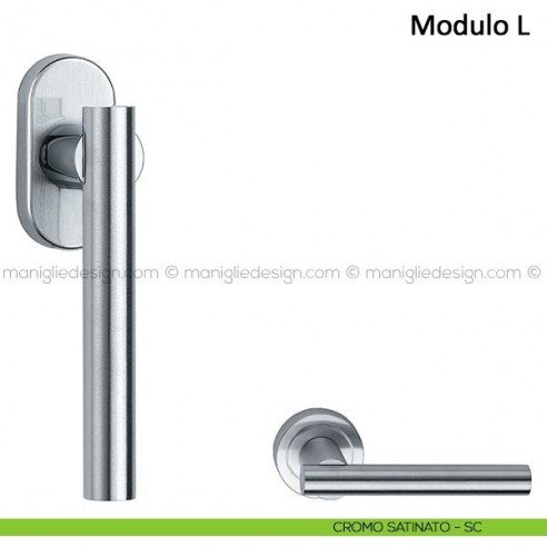 Maniglia per finestra martellina DK Modulo L Frascio cromo satinato