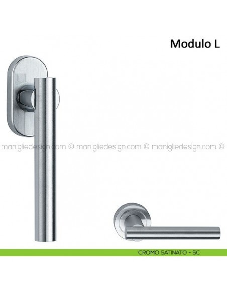 Maniglia per finestra martellina DK Modulo L Frascio cromo satinato