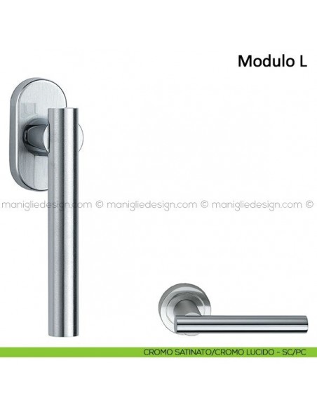 Maniglia per finestra martellina DK Modulo L Frascio cromo satinato/cromo lucido