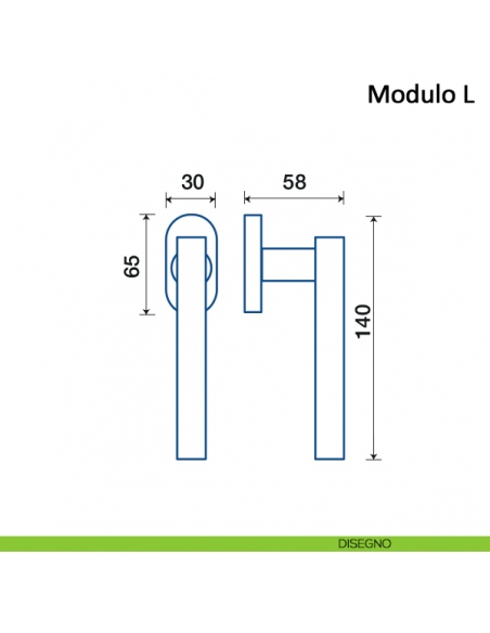 Maniglia per finestra martellina DK Modulo L Frascio disegno