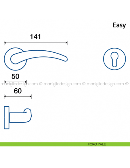 Maniglia per porta Easy Frascio foro yale