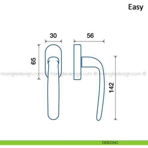 Maniglia per finestra martellina DK Easy Frascio disegno