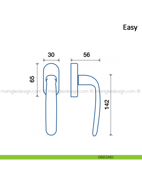 Maniglia per finestra martellina DK Easy Frascio disegno