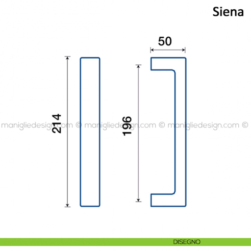 Maniglione per porta Siena Frascio disegno