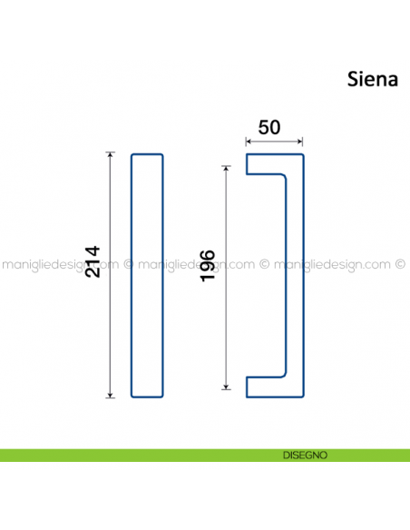 Maniglione per porta Siena Frascio disegno