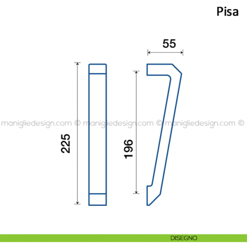 Maniglione per porta Pisa Frascio disegno