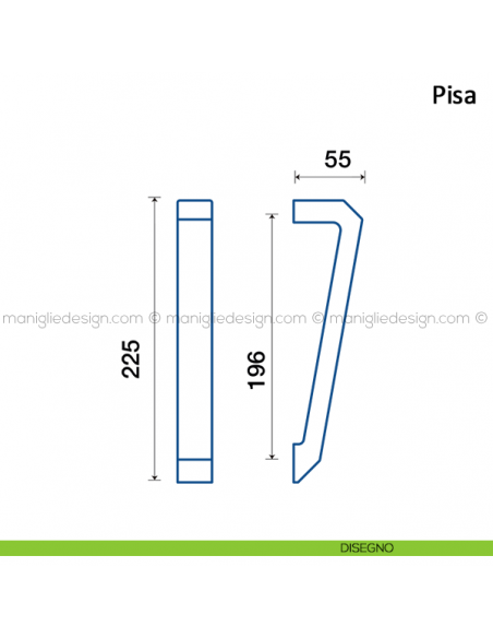 Maniglione per porta Pisa Frascio disegno