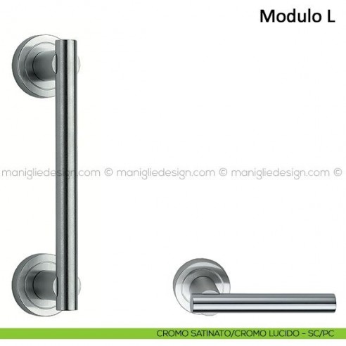 Maniglione per porta Modulo L Frascio cromo satinato e lucido