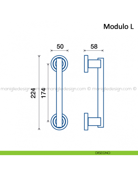 Maniglione per porta Modulo L Frascio disegno