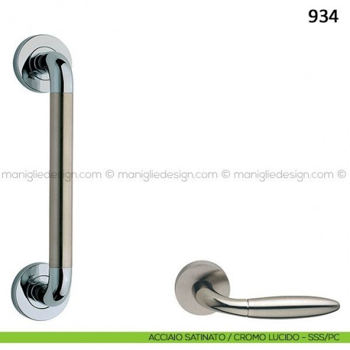 Maniglione per porta 934 Frascio acciaio satinato/cromo lucido