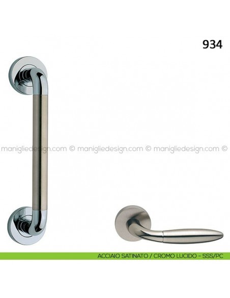 Maniglione per porta 934 Frascio acciaio satinato/cromo lucido