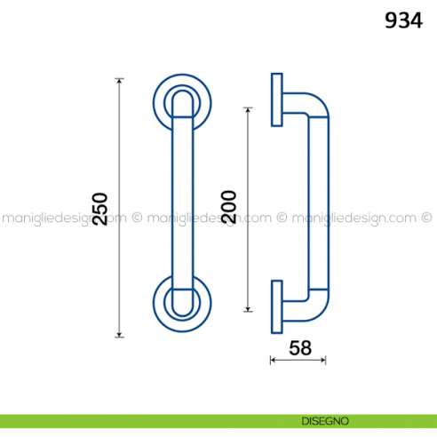 Maniglione per porta 934 Frascio disegno
