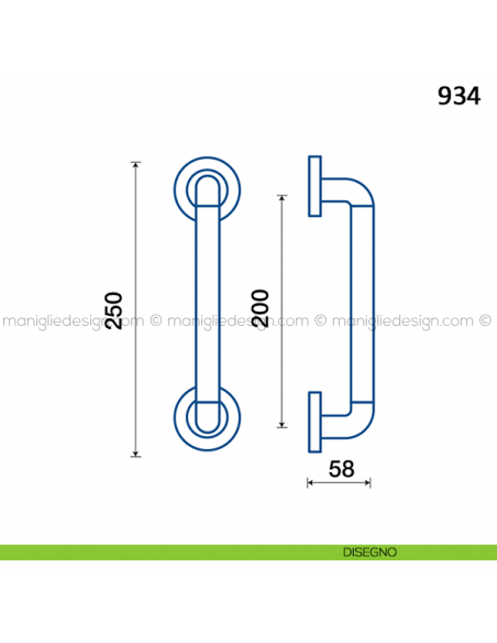 Maniglione per porta 934 Frascio disegno