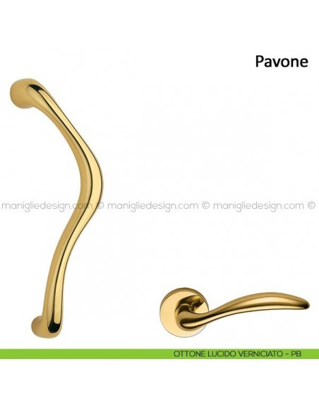 Maniglione per porta Pavone Frascio ottone lucido verniciato