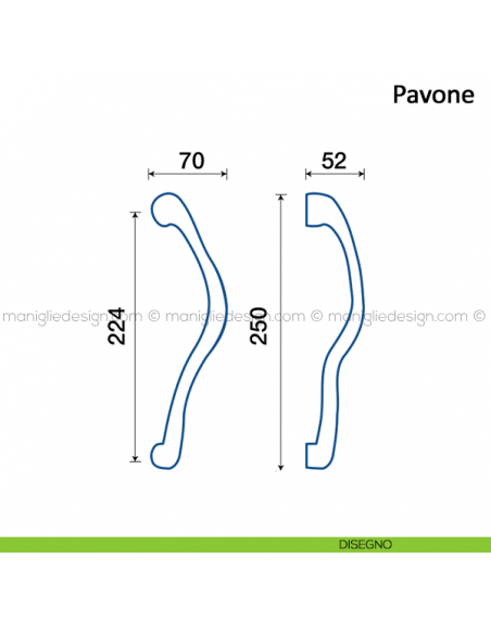 Maniglione per porta Pavone Frascio disegno