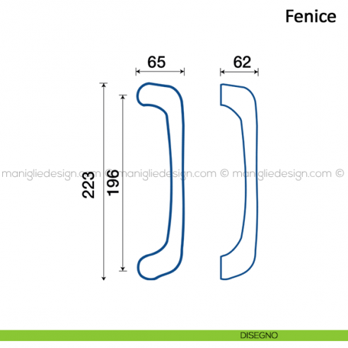 Maniglione per porta Fenice Frascio disegno