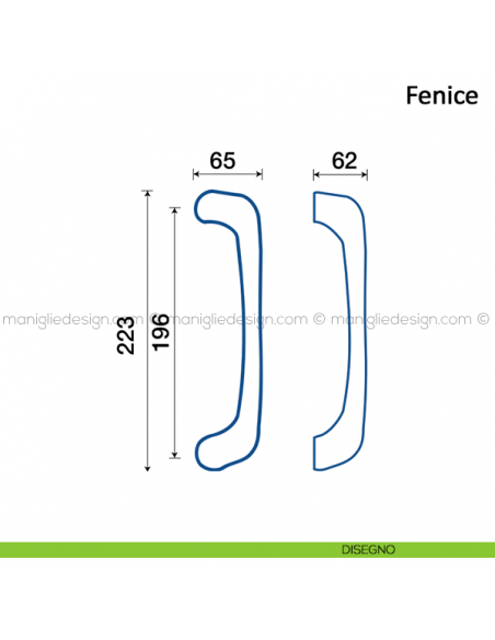 Maniglione per porta Fenice Frascio disegno