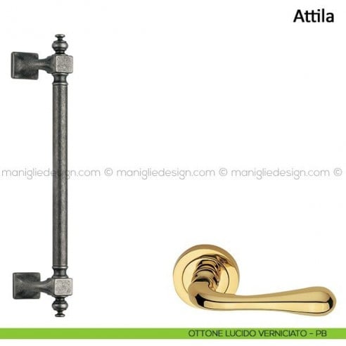 Maniglione per porta Attila Frascio ottone lucido verniciato