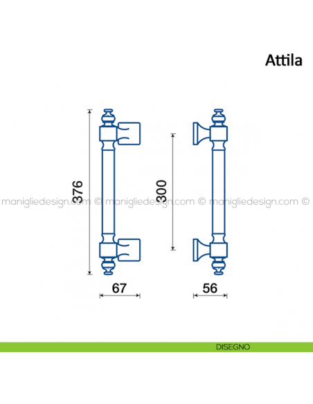 Maniglione per porta Attila Frascio disegno