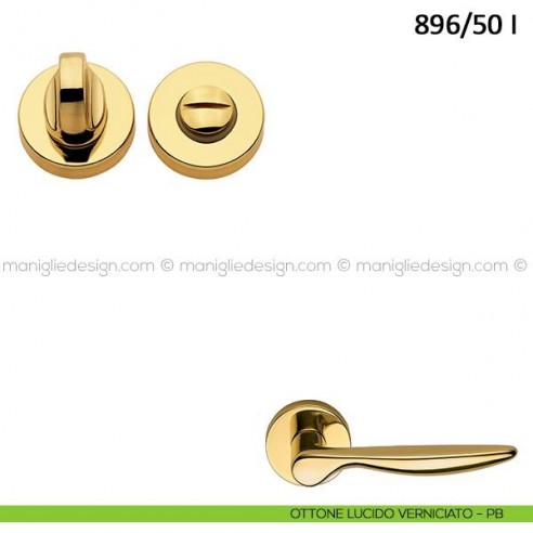 Nottolino per porta Frascio con rosetta ø50 mm 896/50 I ottone lucido verniciato