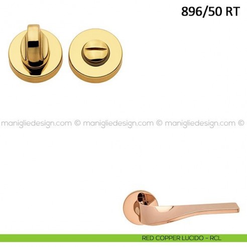 Nottolino per porta Frascio con rosetta bassa ø50 mm 896/50 RT red copper lucido
