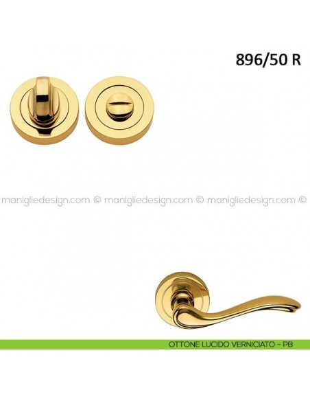 Nottolino per porta Frascio con rosetta ø50 mm 896/50 R ottone lucido verniciato