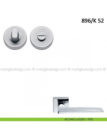 Nottolino per porta Frascio con rosetta ø52 mm 896/K 52 acciaio lucido